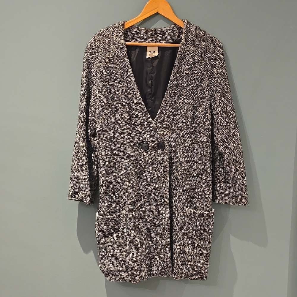 Tweed Double Breasted Cardigan Coat Sz. S